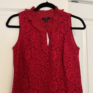 J.Crew red lace sleeveless blouse
